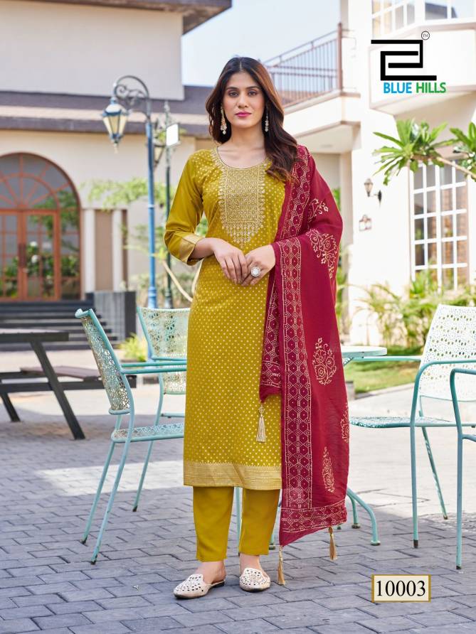 Royal Touch Vol 10 Nx By Blue Hills Rayon Foil Printed Kurti With Bottom Dupatta Wholesale Online
